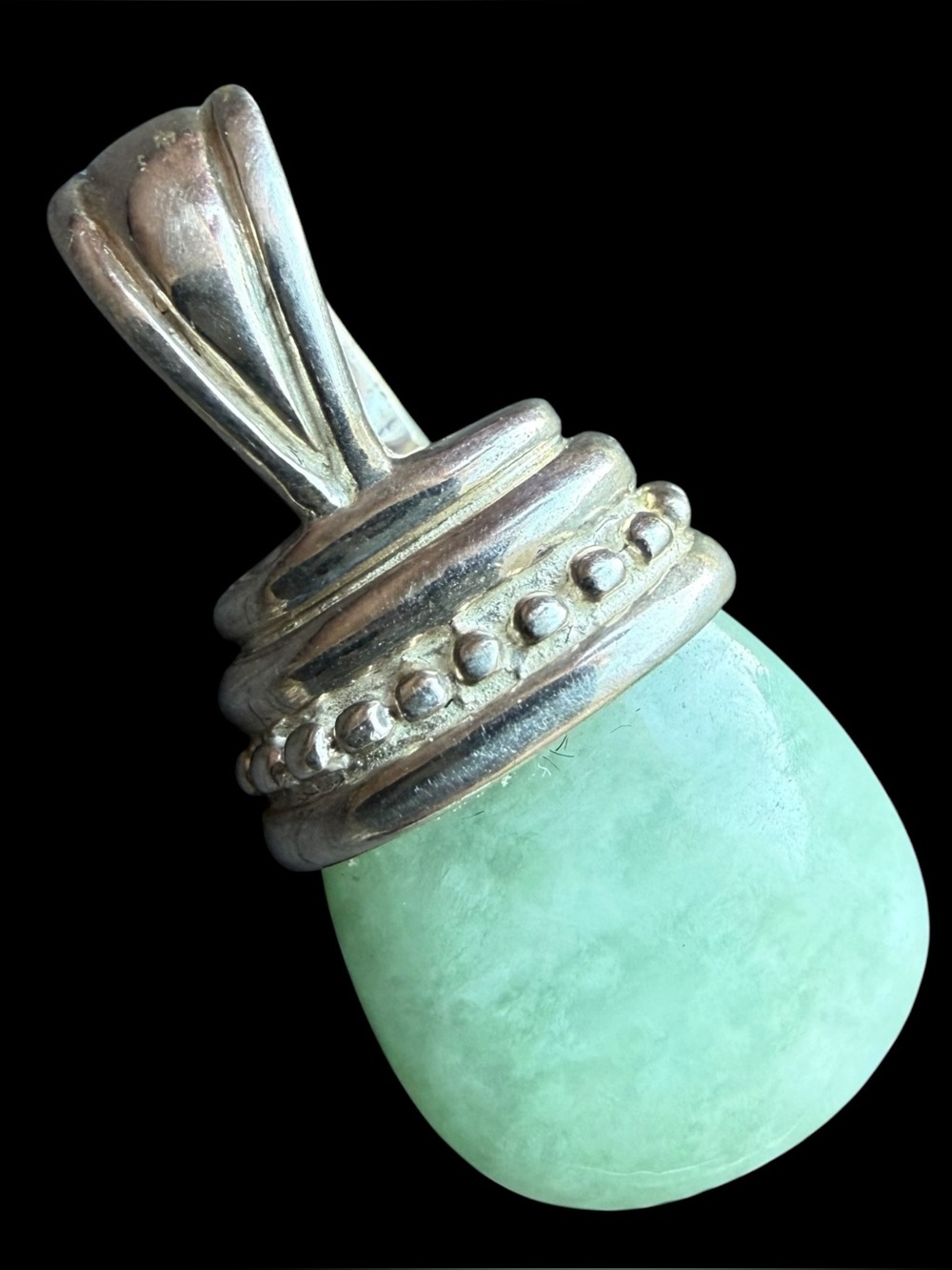 Judith Ripka Green Jade 925 Sterling Silver Snap Enhancer Drop Pendant Sea Green